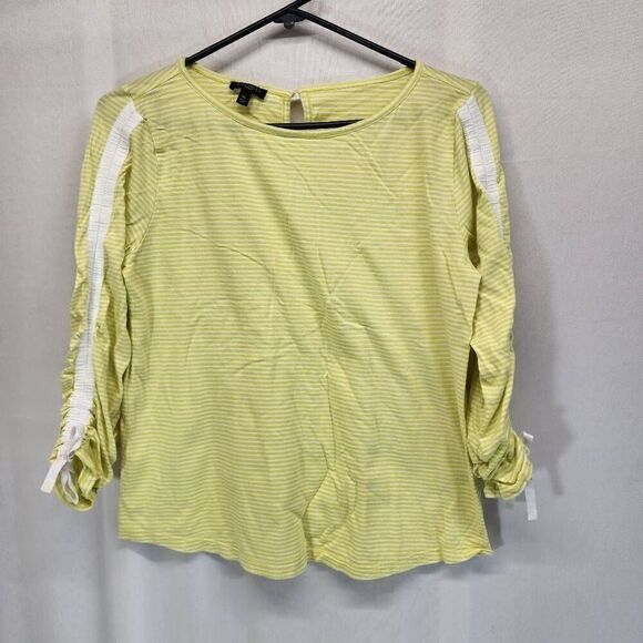 Talbots Petites Striped Yellow and White Shirt Size Medium Petite I9 - Picture 1 of 6